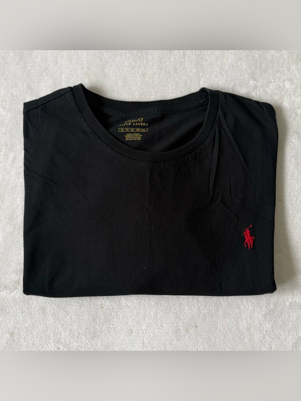 Polo Ralph Lauren Men’s Black Crew Casual T-shirt Red Embroidered Logo XL